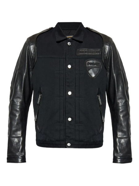  Dsquared2 X Ducati Leather-sleeve Patch Shirt Jacket - Black 