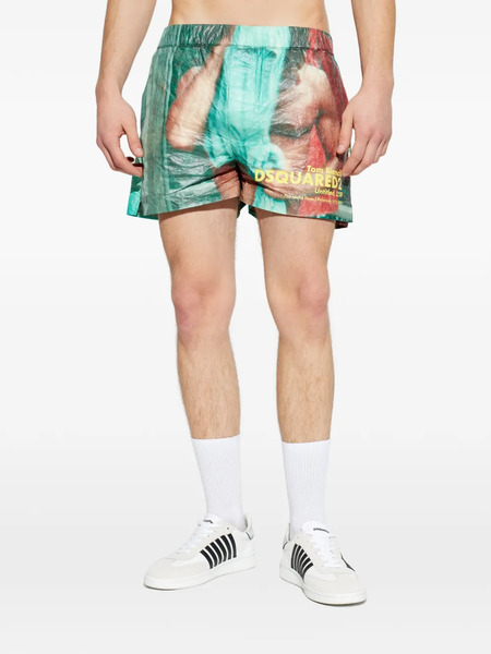  Dsquared2 X Tom Bianchi Graphic-print Swim Shorts - Blue 