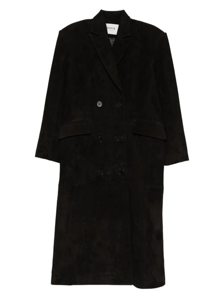  Ducie Aggie Double-breasted Leather Coat - Black 