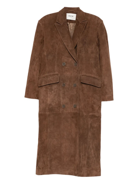  Ducie Aggie Double-breasted Suede Long Coat - Brown 