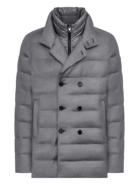  Duno Grey Double-breasted Puffer Jacket 