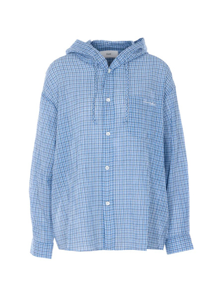  Dunst Hooded Checked-pattern Shirt - Blue 
