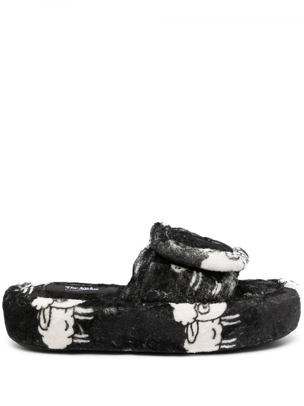  Duoltd Sheep-pattern Terry Slipper - Black 