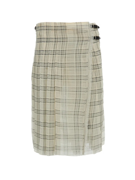  Durazzi Milano Plaid-pattern Midi Skirt - Neutrals 