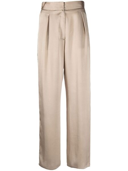  Dusan Cropped Silk Palazzo Pants - Neutrals 