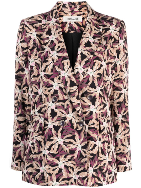  Dvf Diane Von Furstenberg Gloria Floral-pattern Double-breasted Blazer - Neutrals 