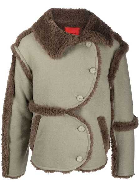  Eckhaus Latta Fleece-trim Sherpa Jacket - Green 