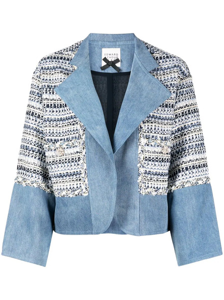  Edward Achour Paris Knitted Open Front Jacket - Blue 
