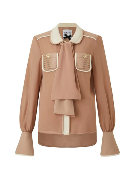  Edward Achour Paris Round-collar Pocketed Blouse - Neutrals 