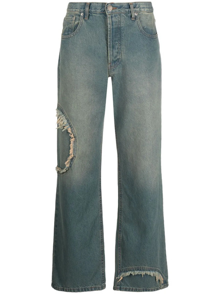  Edward Cuming Logo-patch Wide-leg Jeans - Blue 
