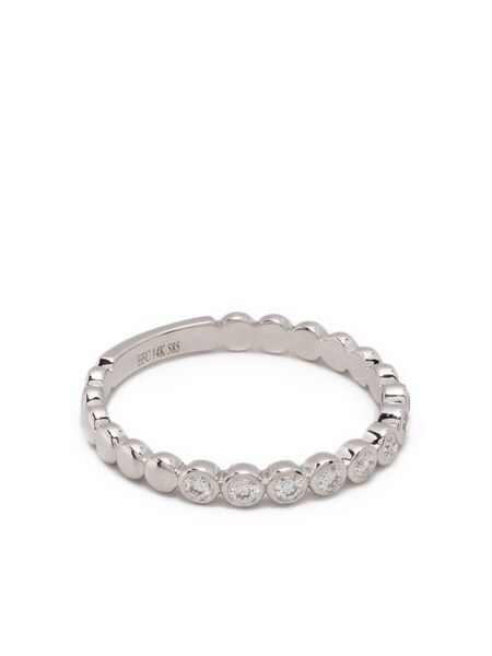  Ef Collection 14kt White Gold Diamond Stack Ring - Silver 