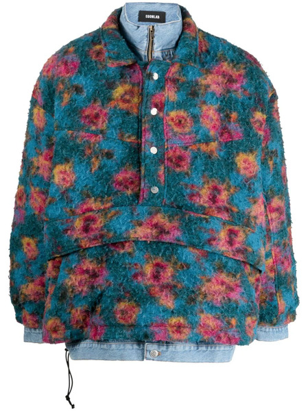  Egonlab. Floral-print High-neck Bomber Jacket - Blue 