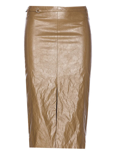  Ele Belted Front-split Midi Skirt - Neutrals 