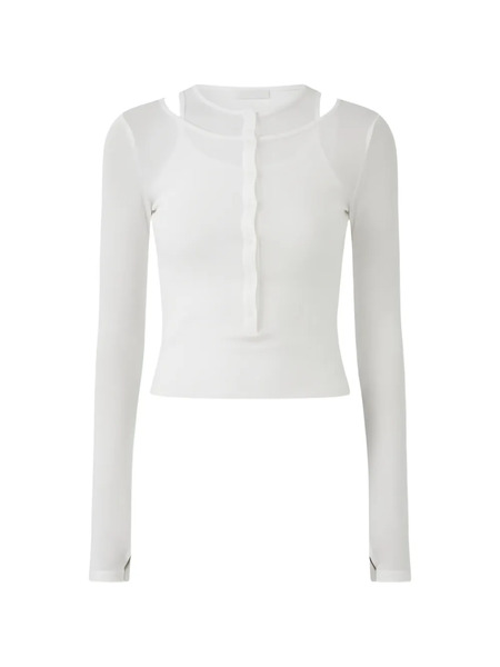  Eleh Button Ribbed Top - White 