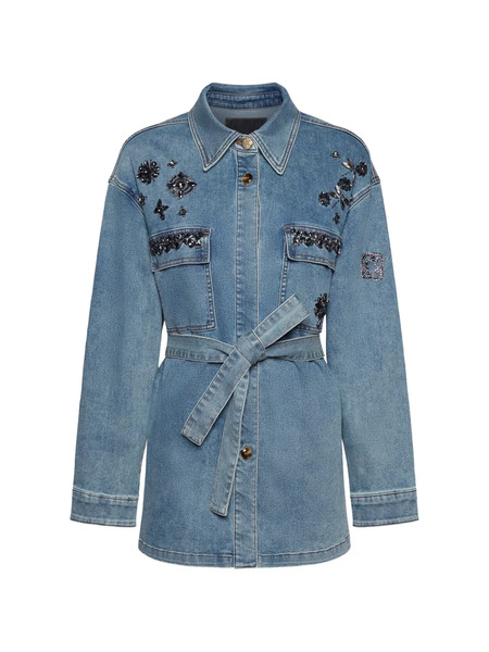  Elena Miro` Apliqués Embellished Denim Jacket - Blue 