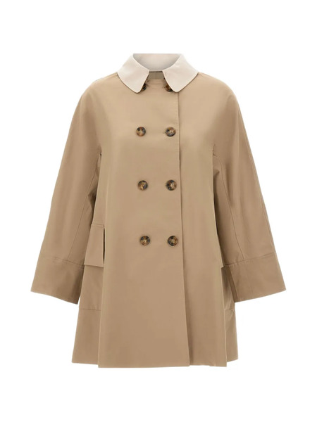  Elena Miro` Double-breasted Contrasting-collar Coat - Neutrals 