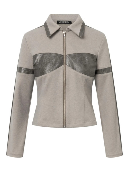  Elena Velez Racer Zip-front Jacket - Grey 