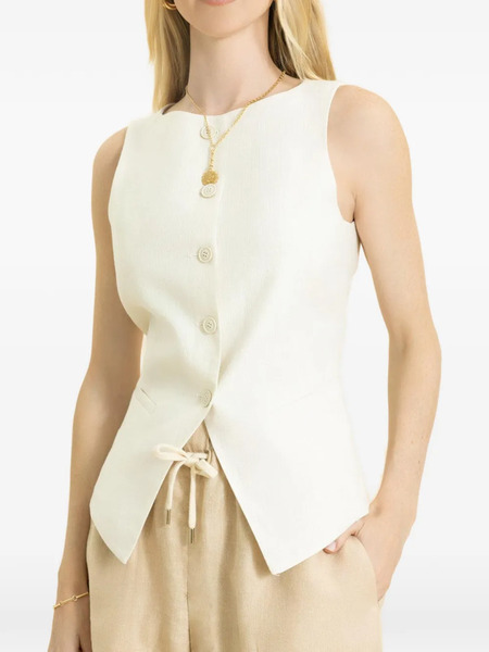  Eleventy Boat-neck Button Top - Neutrals 
