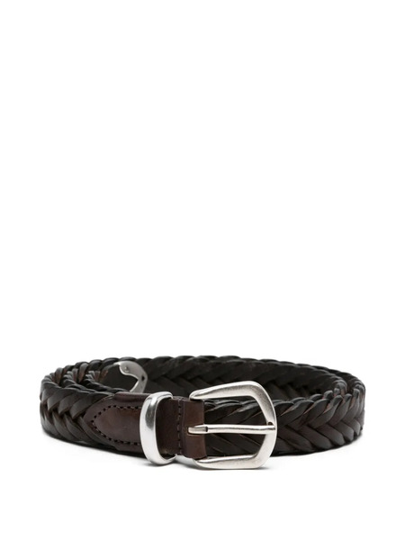  Eleventy Braided Leather Belt - Brown 