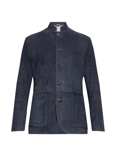  Eleventy Button Lambskin Jacket - Blue 
