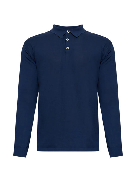  Eleventy Buttoned Long-sleeved Polo Shirt - Blue 
