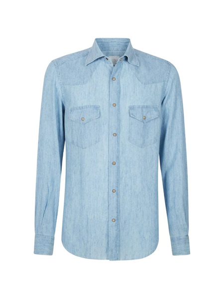  Eleventy Buttoned Western Shirt - Blue 