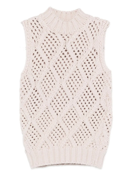  Eleventy Cable-knit Sleeveless Top - Neutrals 