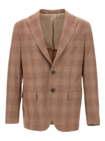  Eleventy Checked Narrow-lapel Blazer - Brown 