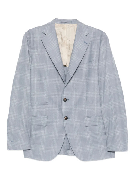  Eleventy Checked Single-breasted Blazer - Blue 