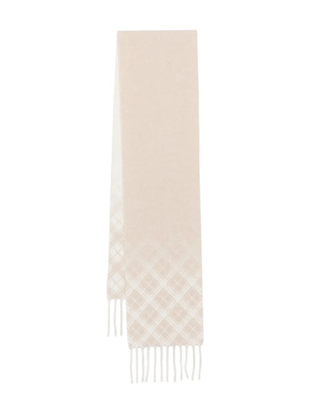  Eleventy Chequered Fringed Scarf - Neutrals 