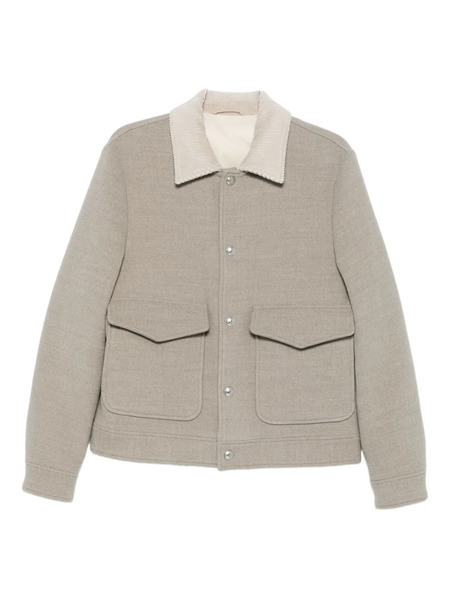  Eleventy Corduroy-collar Wool Jacket - Grey 