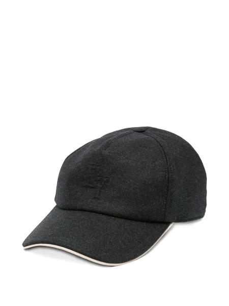  Eleventy Curved-peak Wool Baseball Cap - Black 