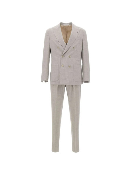  Eleventy Double-breasted Patch Pocket Suit - Grey 