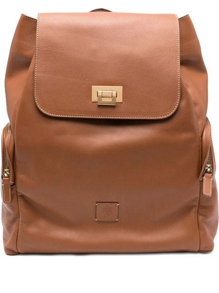  Eleventy Flap-fastening Leather Backpack - Brown 