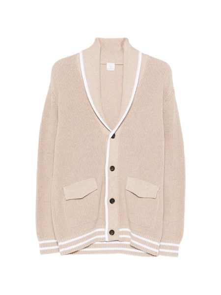  Eleventy Flap-pockets Striped Cardigan - Neutrals 