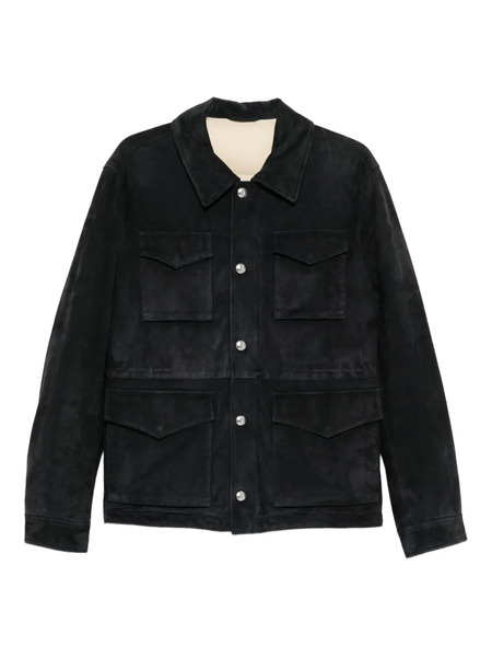  Eleventy Flap-pockets Suede Jacket - Blue 