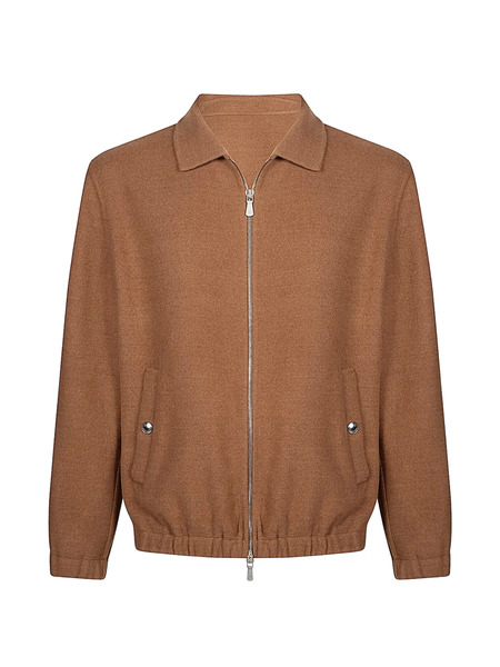  Eleventy Full Zip Bomber Jacket - Brown 