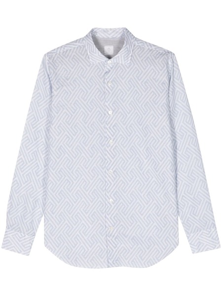  Eleventy Geometric-print Button-up Shirt - Blue 