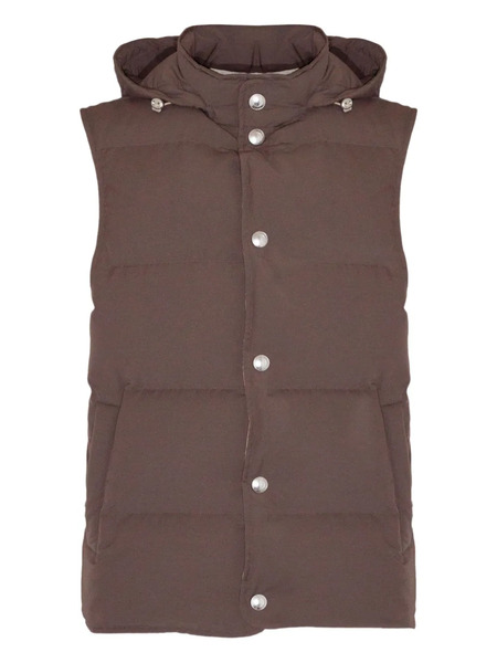  Eleventy Hooded Button Gilet - Brown 