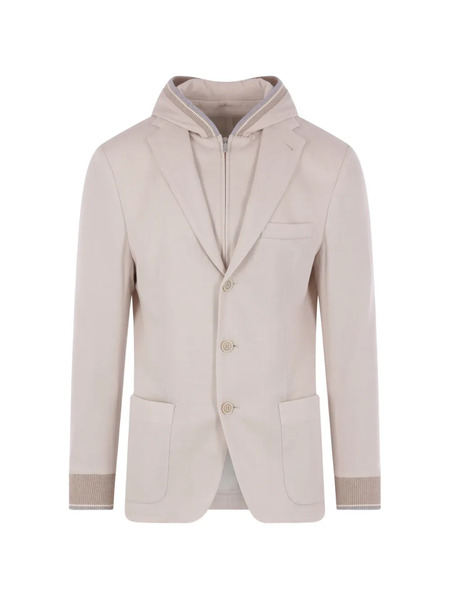  Eleventy Hooded Cotton Blazer - Neutrals 