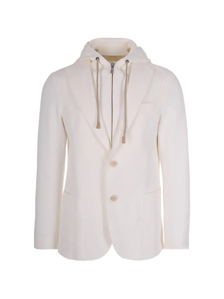  Eleventy Hooded Two-button Jacket - White 