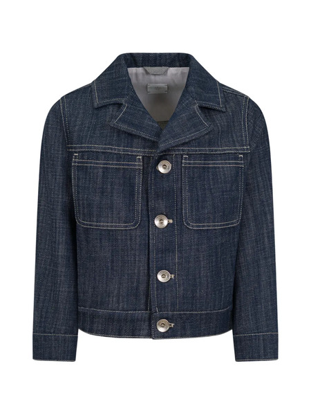  Eleventy Kids Button Front Jacket - Blue 