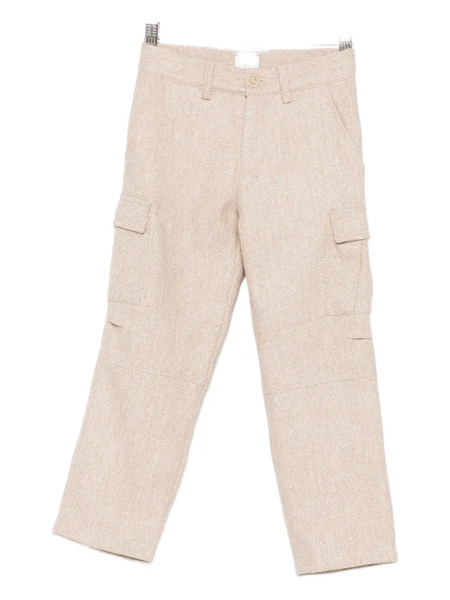  Eleventy Kids Herringbone-pattern Cargo Trousers - Neutrals 