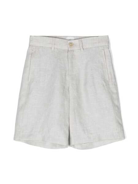  Eleventy Kids Logo-patch Linen Shorts - Neutrals 