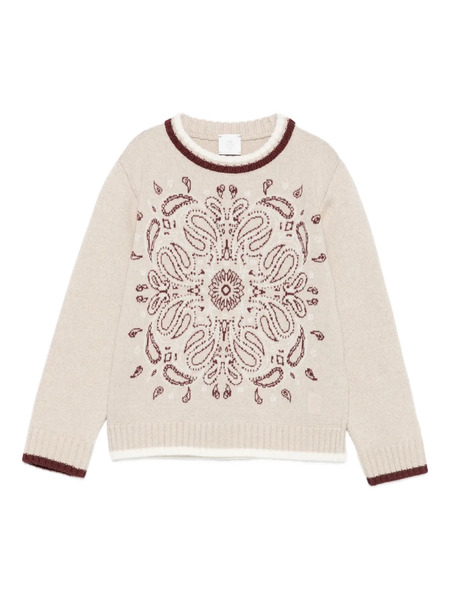  Eleventy Kids Paisley-pattern Round-neck Sweater - Neutrals 