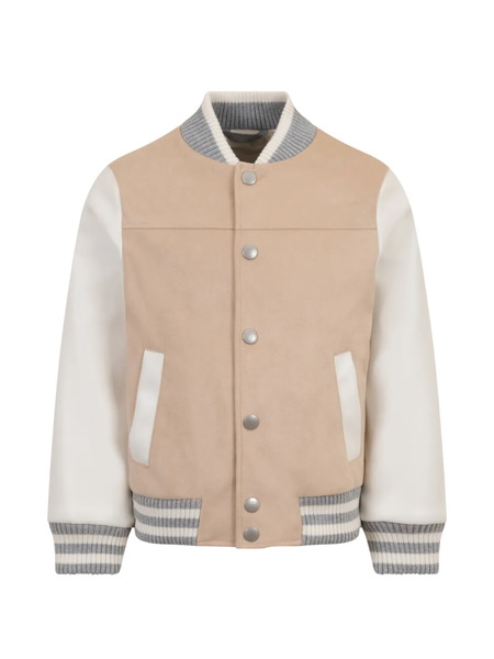  Eleventy Kids Suede Panel Jacket - Neutrals 