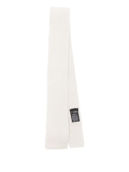  Eleventy Knitted Cashmere Tie - White 