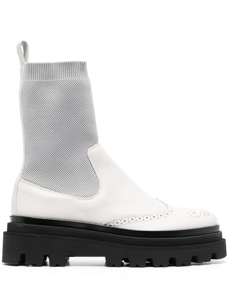  Eleventy Leather Ankle-sock Boots - Neutrals 