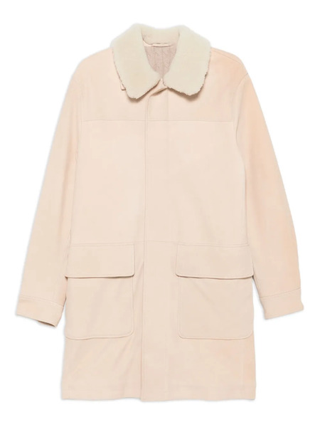  Eleventy Leather Shearling-collar Parka - Neutrals 