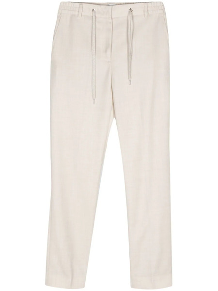  Eleventy Lurex Chambray Slim Trousers - Neutrals 